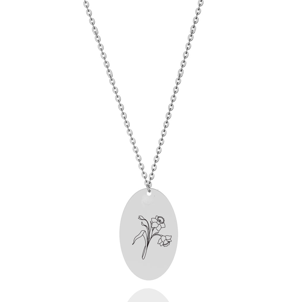 Personalized Birth Flower Necklace Sterling Silver