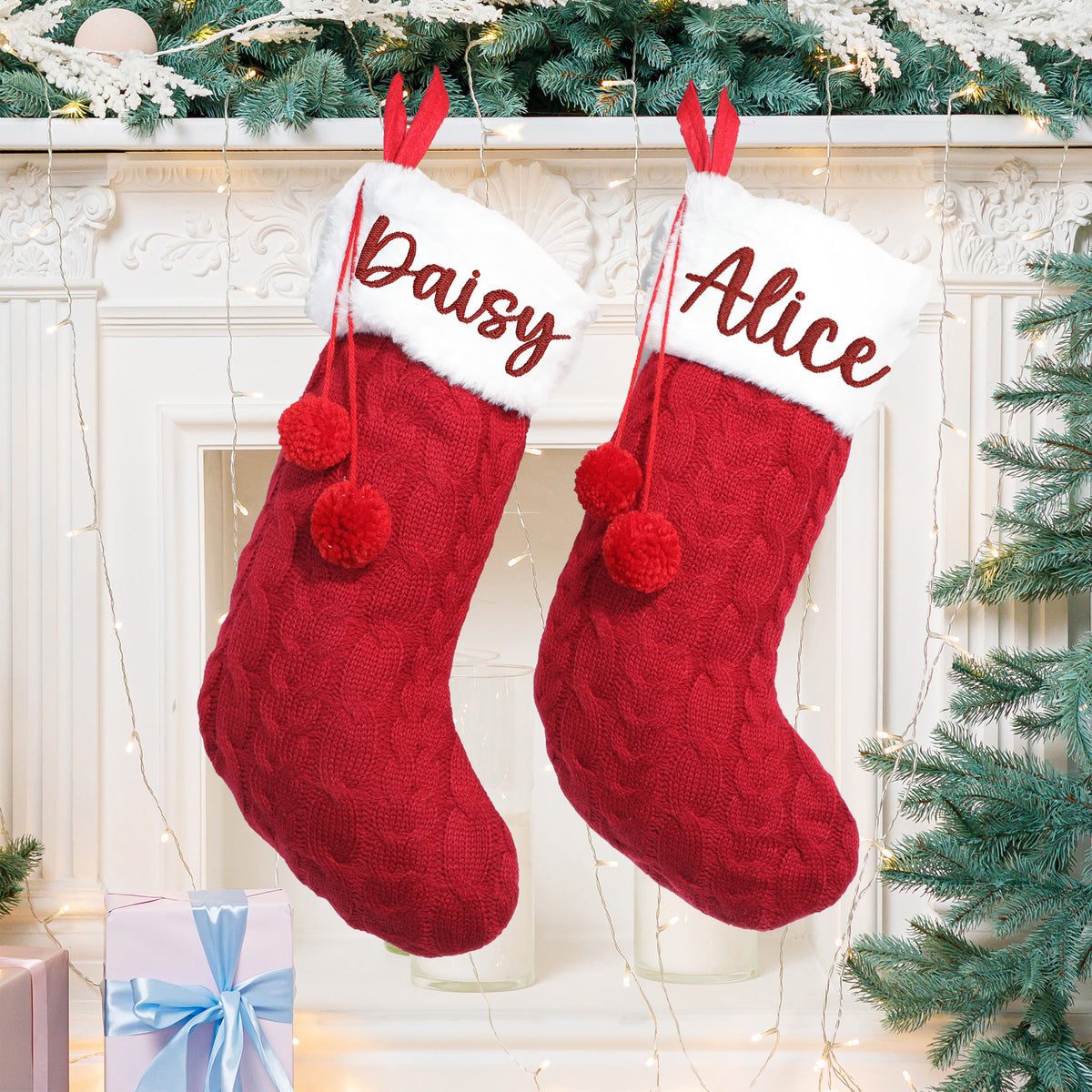 Personalized Knit Stockings for Christmas