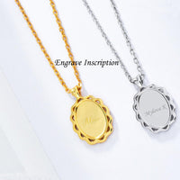 Personalized Flower Coin Necklace Silver