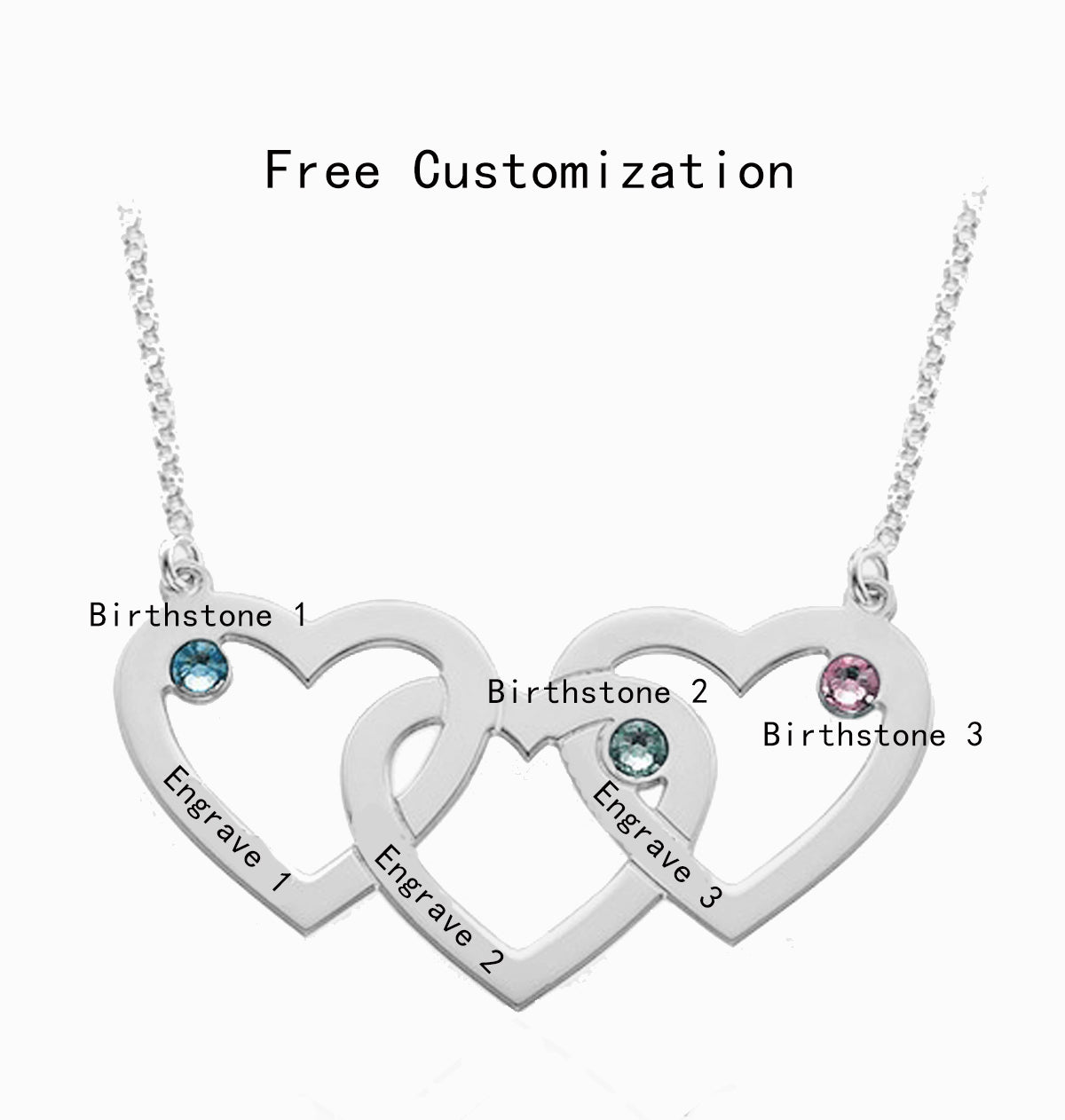 Three Heart Necklace Silver S925