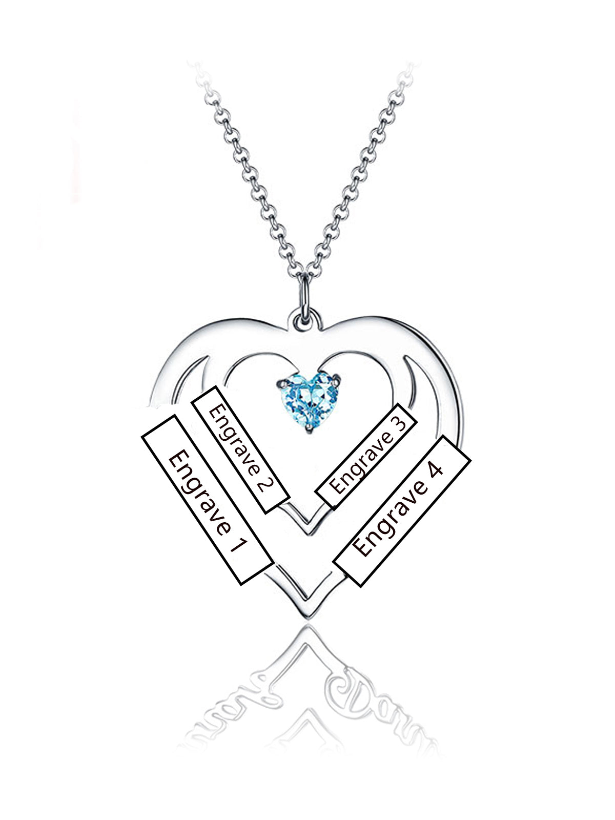 Heart Necklace 4 Name Silver S925