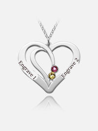 Overlapping Heart Necklace 1 With Birthstone Silver S925