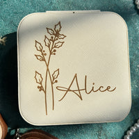 Engraved Birth Flower jewellery Box