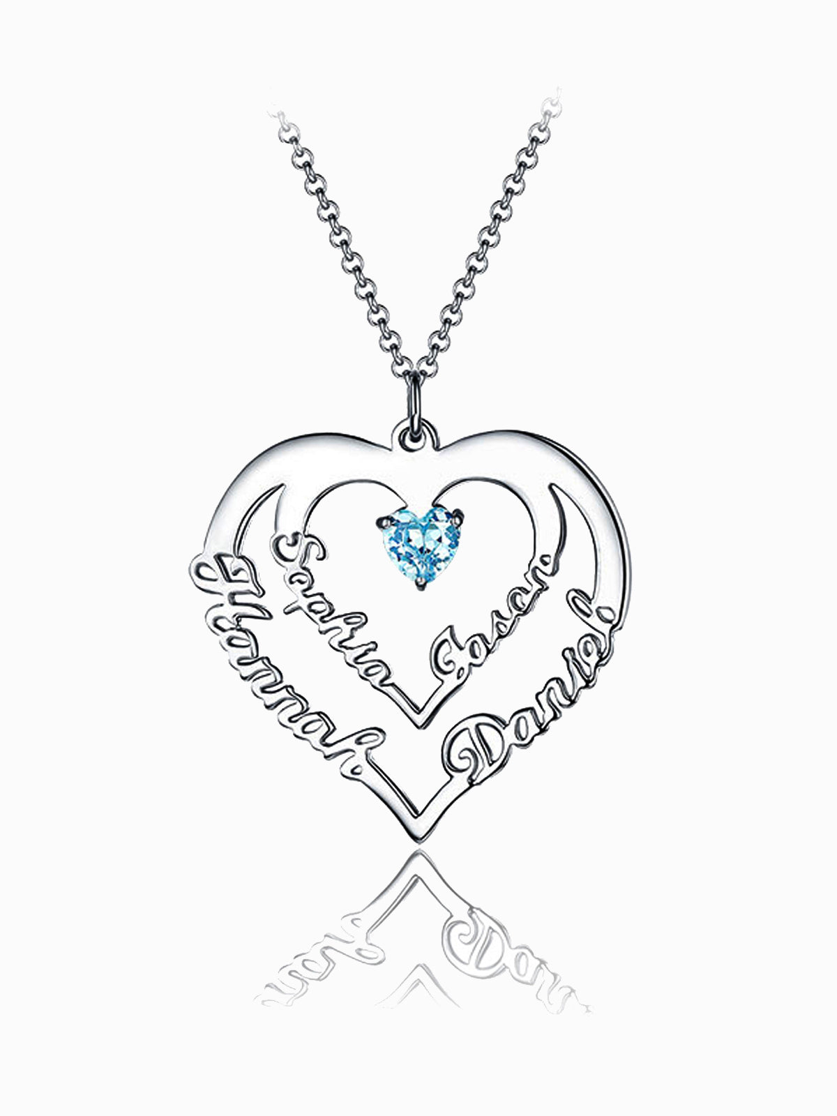 Heart Necklace 4 Name Silver S925