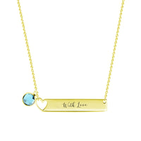 Personalized Bar Necklace with Birthstone Sterling Silver