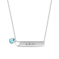 Personalized Bar Necklace with Birthstone Sterling Silver