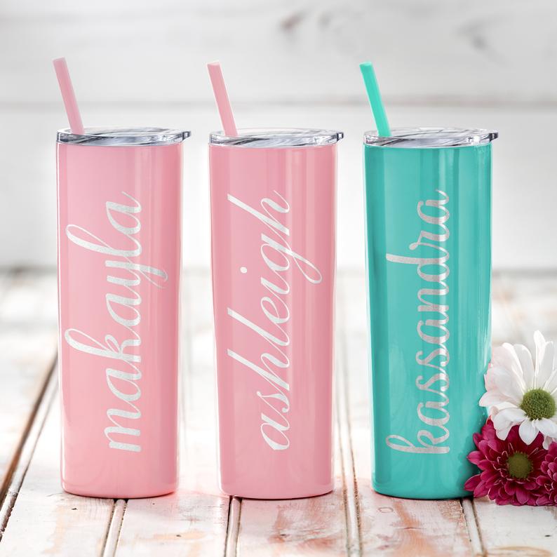 Custom Engraved Tumbler with Straw