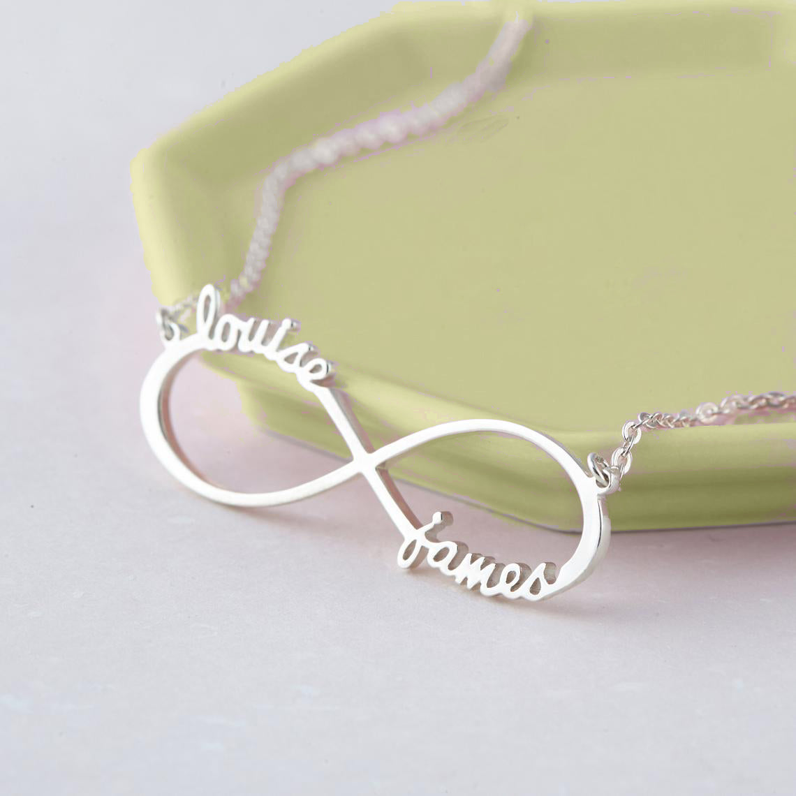 Infinity 2 Name Necklace Silver