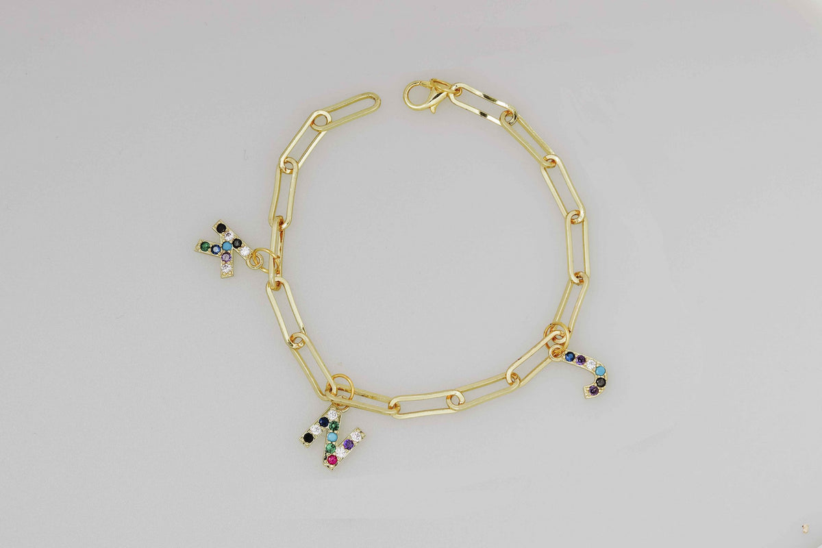 Personalized Initial Birthstones Bracelet