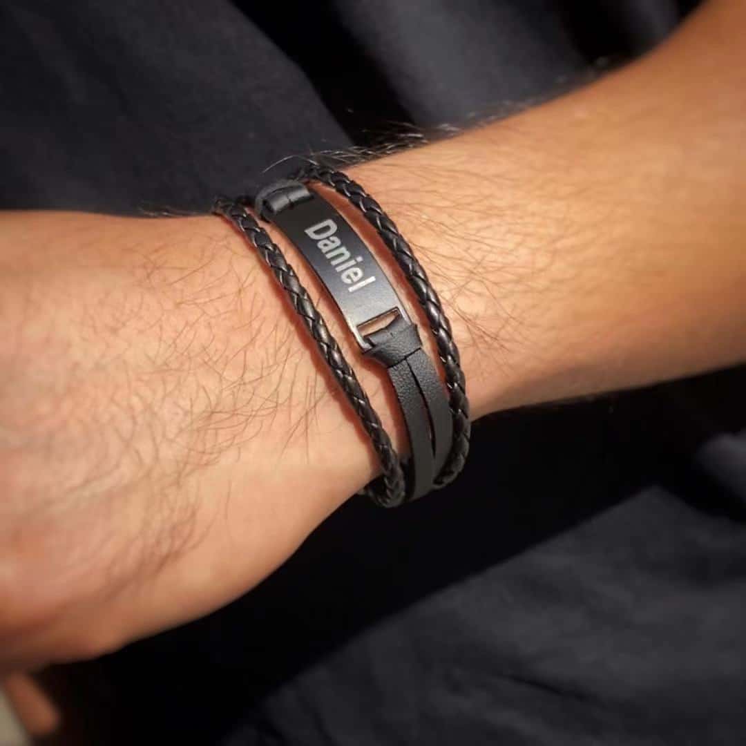 Personalized Braid men core bracelet Black