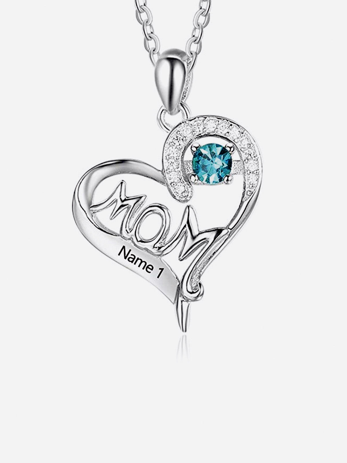 Mom Heart Necklace Silver S925