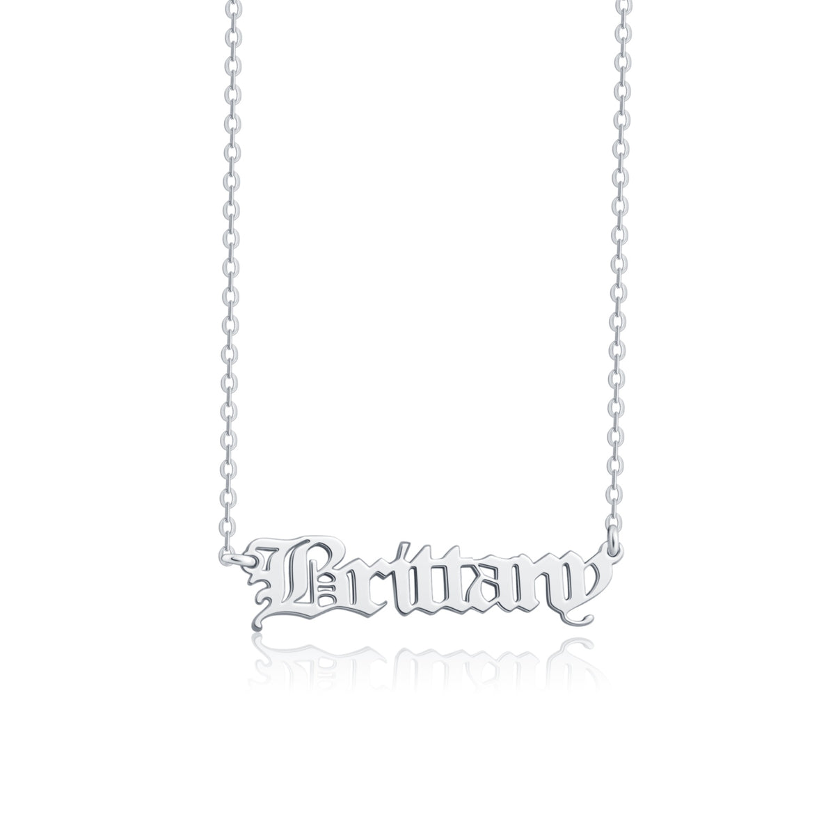 Old English Name Necklace Silver