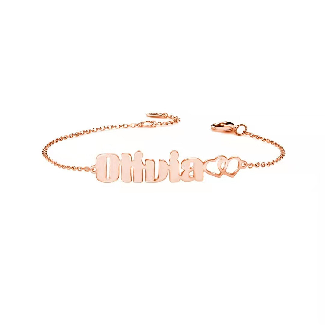 Personalized Olivia Style Name Bracelet Silver