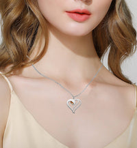 Overlapping Heart Necklace 2 with Birthstones Silver S925