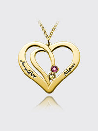 Overlapping Heart Necklace 1 With Birthstone Silver S925