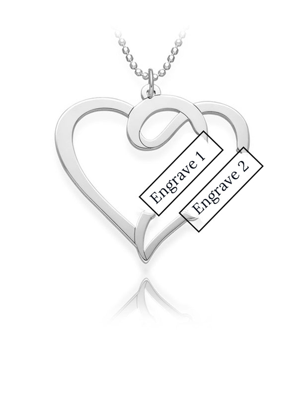 Overlapping Heart Necklace Silver S925