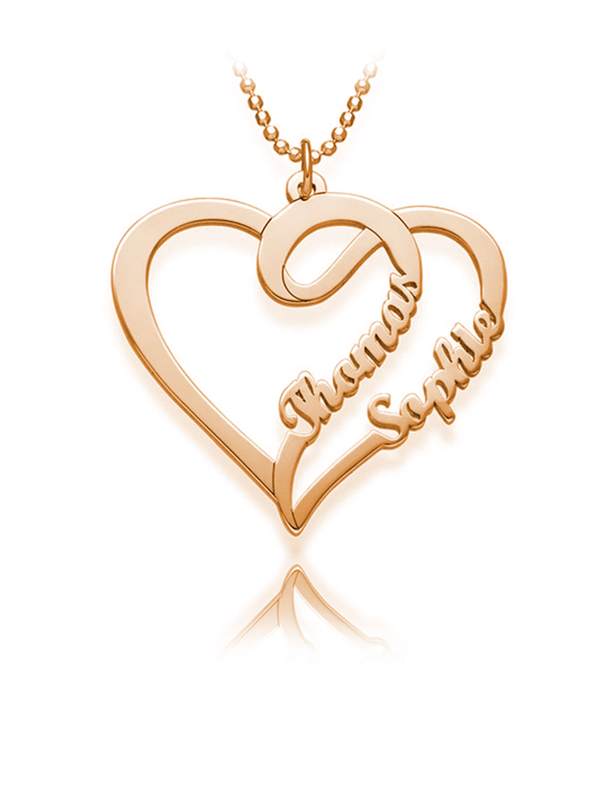 Overlapping Heart Necklace Silver S925