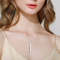 Vertical Long Bar Name Necklace Silver