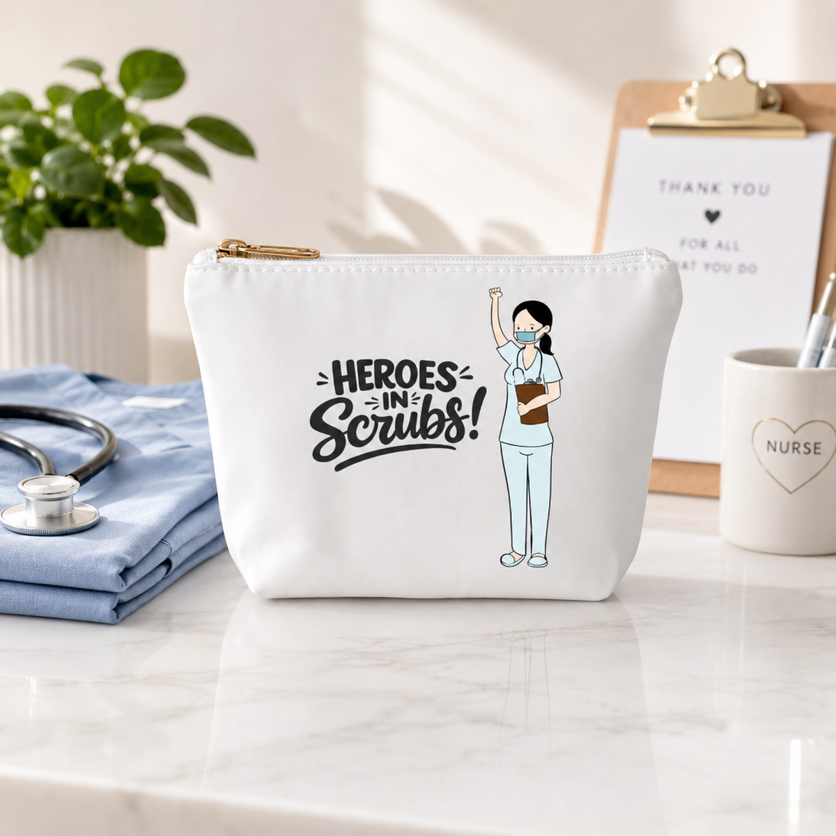 Personalized Nurse Cosmetic Bag, Custom Healthcare Worker Makeup Pouch, Nurse Gift with Name