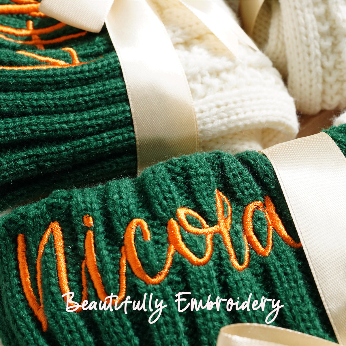 Embroidered Family Name Stockings, Knit Family Christmas Stockings