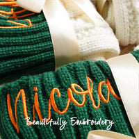 Embroidered Family Name Stockings, Knit Family Christmas Stockings