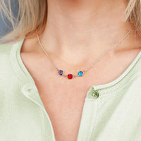 Personalized Triple Birthstone Necklace Sterling Silver