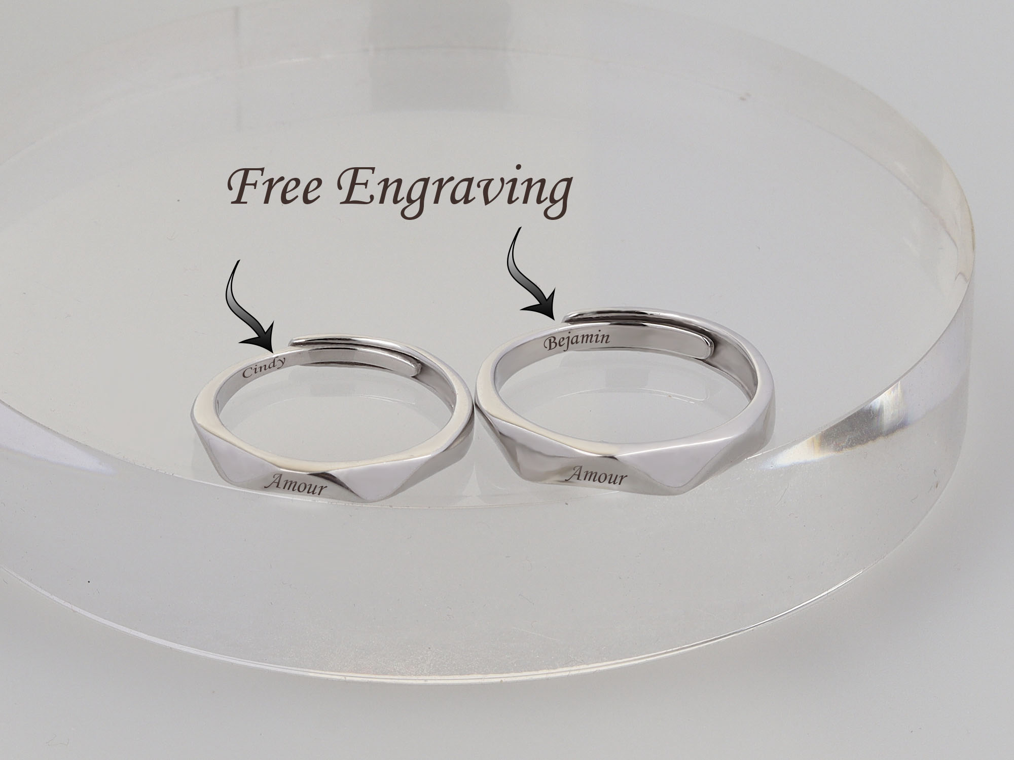 Letdiffery Customized Engrave Name Photo Ring Stainless Steel Family  Personalized Lover Engagement Wedding Rings Male Jewelry