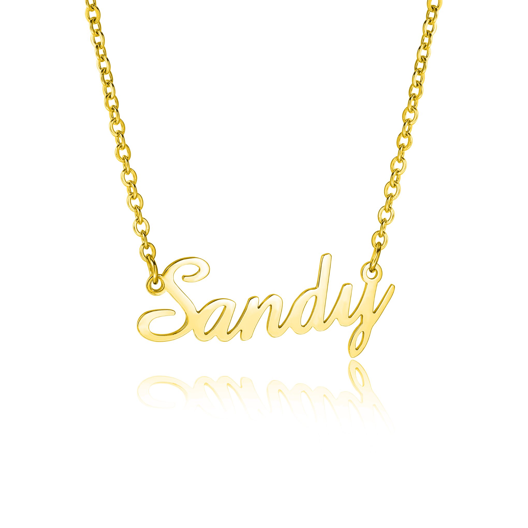 sandy style name necklace personalized gift idea 18k gold plated