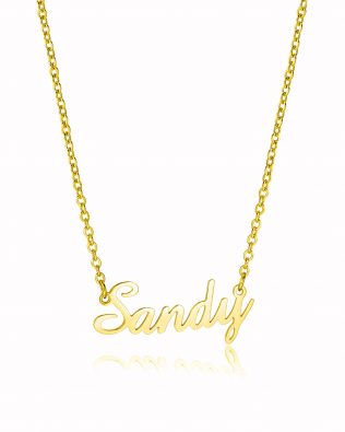 sandy name necklace 18k gold plated