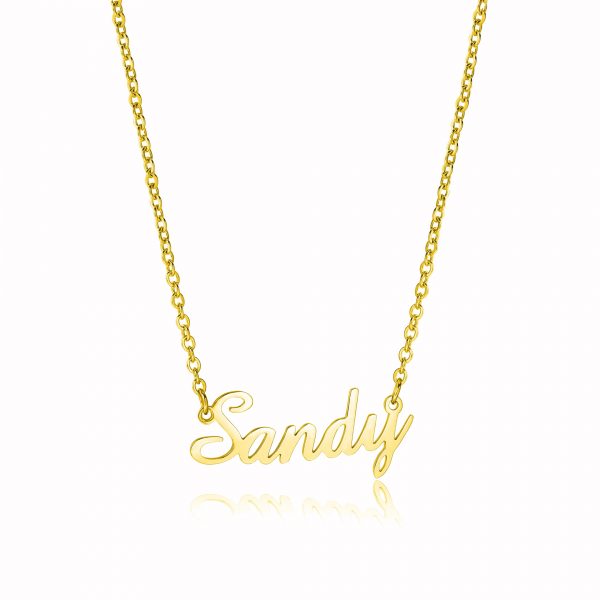 sandy name necklace 18k gold plated