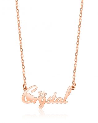 Crystal Style Name Necklace Rose Gold S925