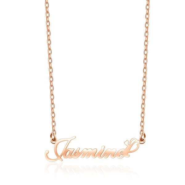 "Jasmine" Style Name Necklace Rose Gold Plated S925
