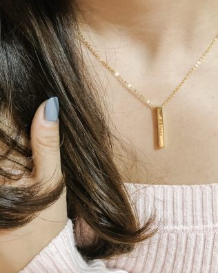 18K Gold Plated Vertical Bar Name Necklace is a great gift idea