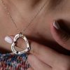 heart family name necklace with birthstone sterling silver