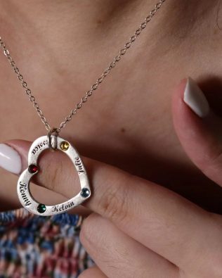 Heart Family Name Necklace Sterling Silver