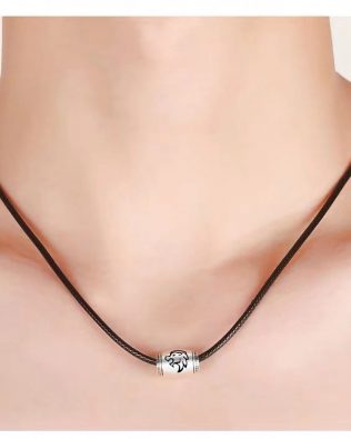 Gemini Name Engrave Necklace Unisex Black Chain