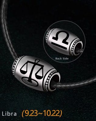 Libra Name Engrave Necklace Unisex Black Chain