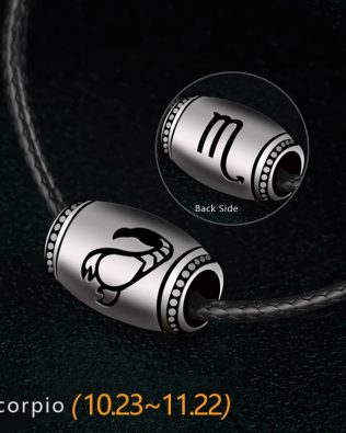 Scorpio Name Engrave Necklace Unisex Black Chain