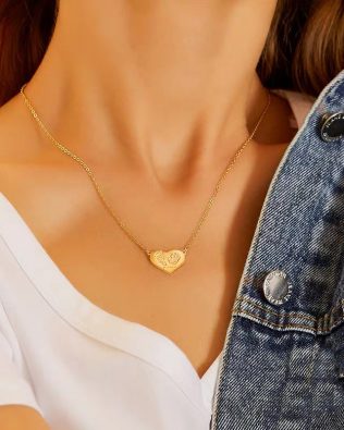 Love baby 3D Engrave footprint and handprint necklace 18k Gold Plated S925