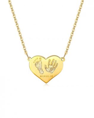 footprint and handprint baby name necklace