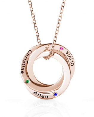personalised russian ring necklace sterling with birthstonesilver