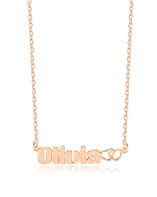Olivia Style Name Necklace Rose Gold Plated Copper