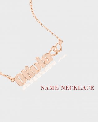 olivia name necklace silver rose gold plated