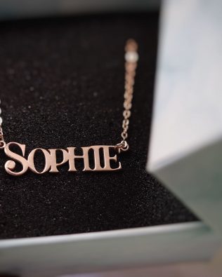 sophie name necklace rose gold plated