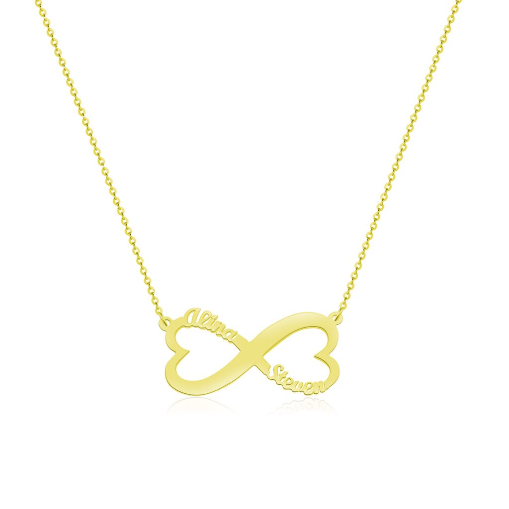 Heart Infinity Name Necklace 18k Gold Plated Silver