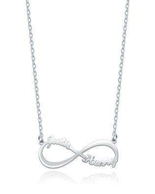 Infinity 2 Name Necklace Platinum Plated Silver