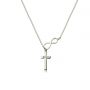Infinity Cross Name Necklace Platinum Plated Silver
