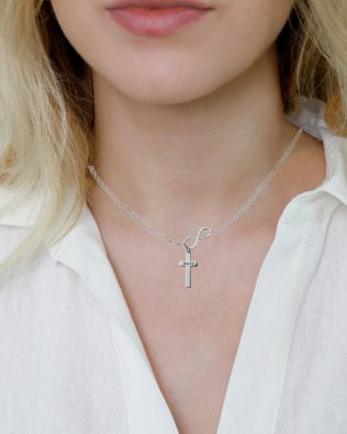 Infinity Cross Name Necklace Silver