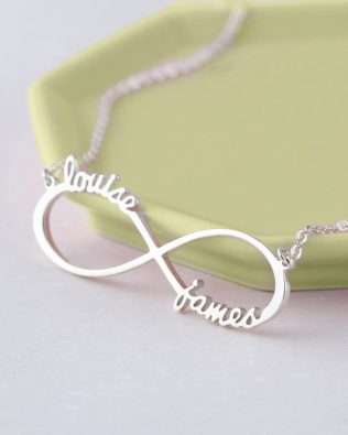Infinity 2 Name Necklace Silver