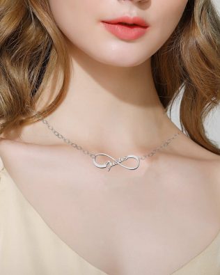 Infinity Single Name Necklace Silver